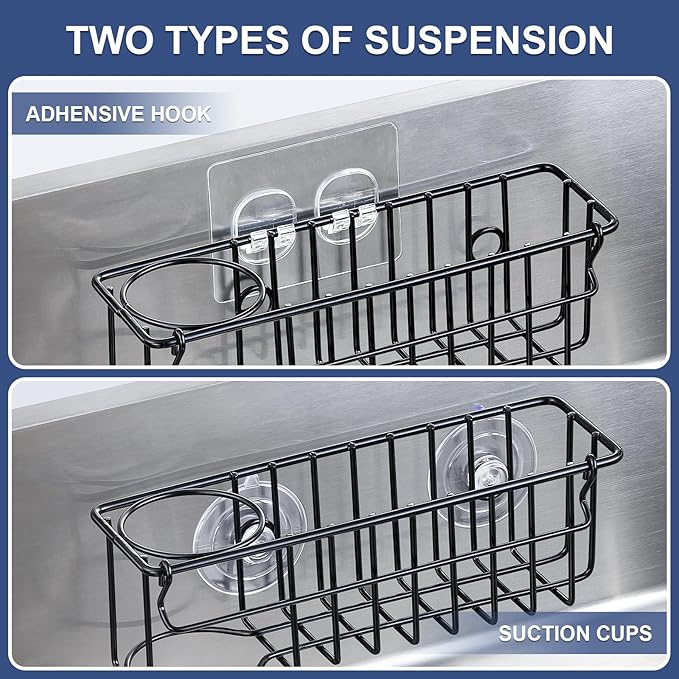 3-In-1 Sponge Holder for Kitchen Sink, 2 Type Suspension Options, Hanging Sink - Image 2