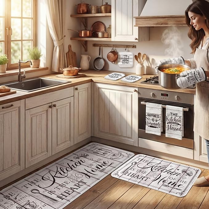 Fourluoo 10 Pcs Farmhouse Kitchen Decor and Accessories Set 4 Kitchen Towels 2 - Image 4