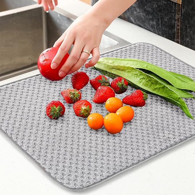 2 Pack Microfiber Dish Drying Mat, 24*17 inch Absorbent Dish Drainer Kitchen - Image 6