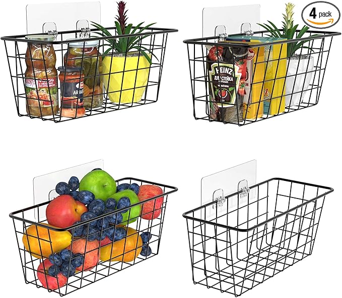 MaraFansie Over the Cabinet Door Organizer Wall Wire Baskets Hanging Kitchen by MakeStorageMoreFun