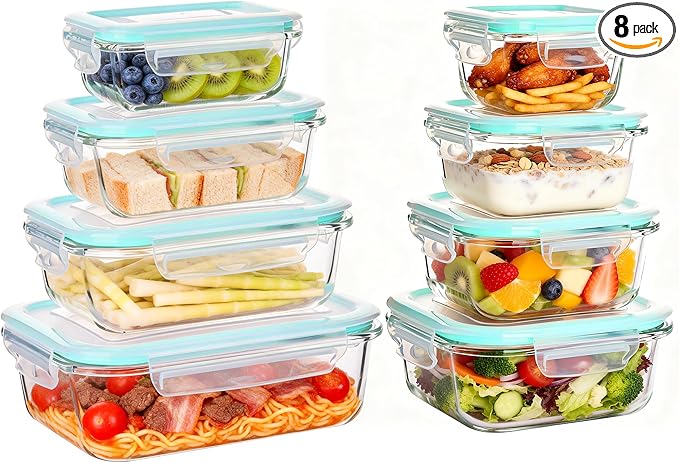 Liuruiyu 8 Pack Glass Food Storage Containers by Liuruiyu
