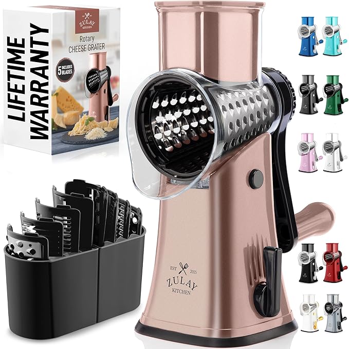 Zulay Kitchen Rotary Cheese Grater 5 Blade Cheese Shredder by ZulayKitchen