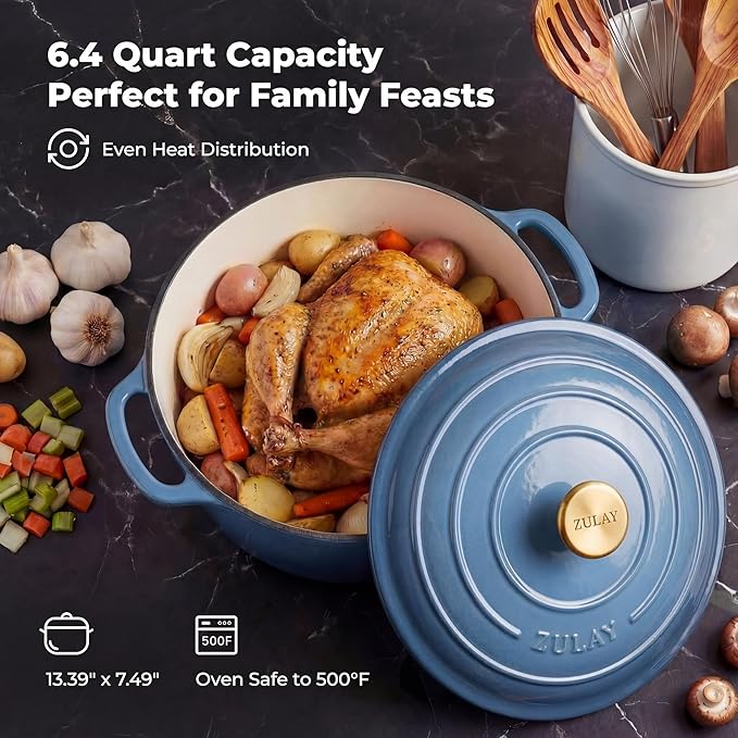 Zulay Kitchen 6 Quart Enameled Cast Iron Dutch Oven Pot - Image 6