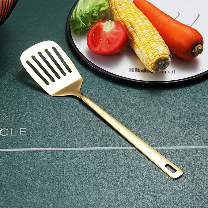 Gold Spatulas, Berglander Slotted Turner Titanium Gold Plating, Metal Turner - Image 2