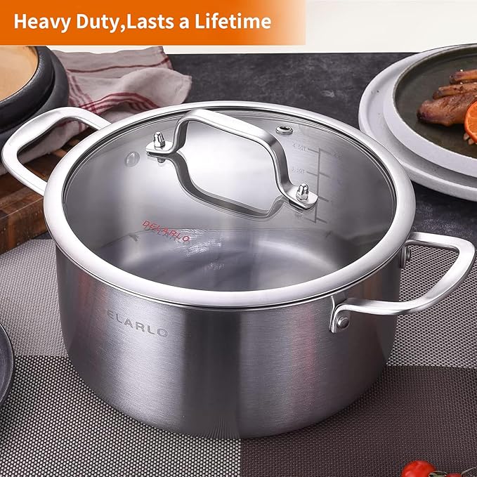 DELARLO Tri-Ply Stainless Steel 6QT Pot - Image 5