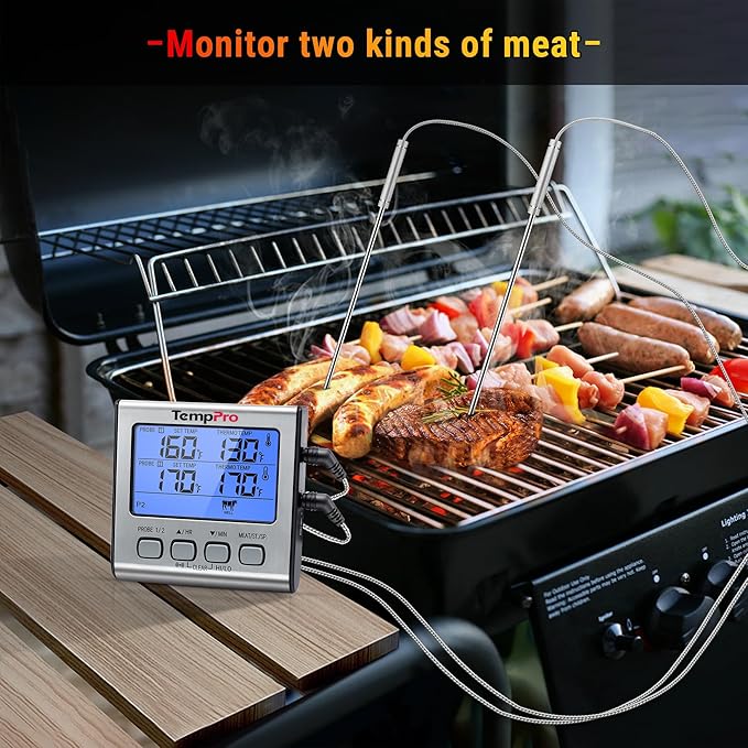 TempPro TP17 Dual Probe Digital Cooking Meat Thermometer Large LCD Backlight - Image 2
