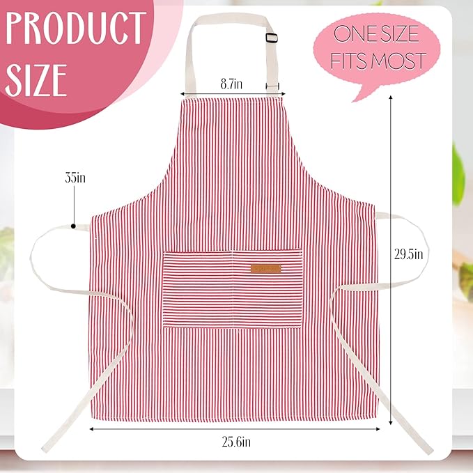 Handepo 12 Pcs Cotton Aprons for Women Men - Image 2