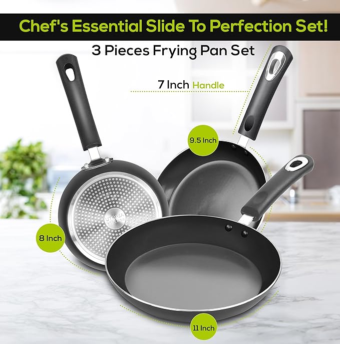 Utopia Kitchen Nonstick Cookware 3 Piece Omelette Pan Skillet Set, Nonstick - Image 2