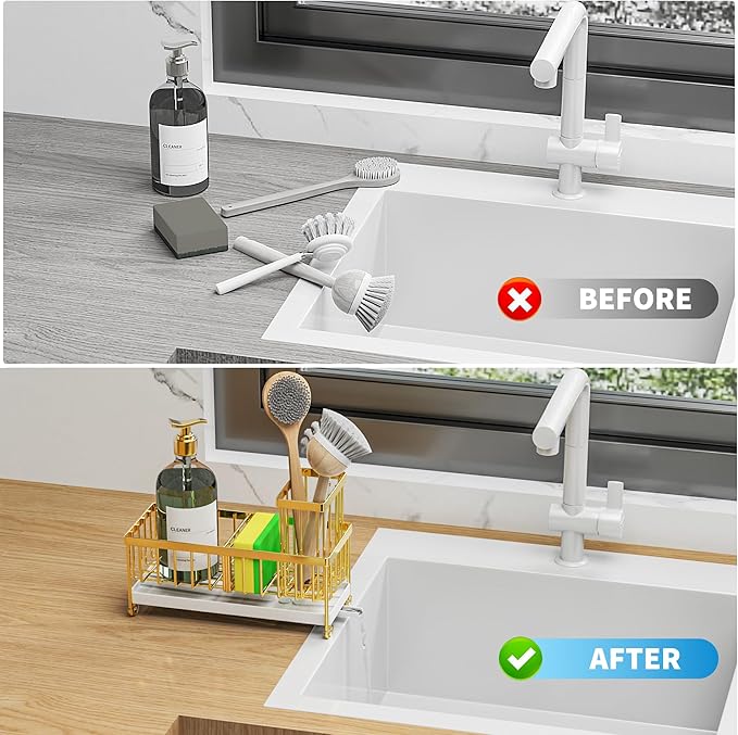 Cisily Sponge Holder for Kitchen Sink, Sink Caddy Organizer - Image 6