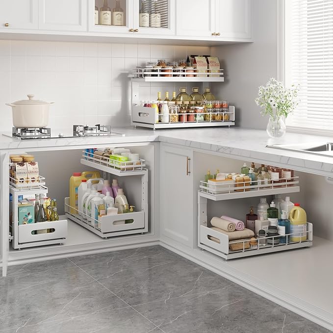 Under Sink Organizer Upgrade To Professional Rails, 2-Tier Dual Pull Out - Image 7