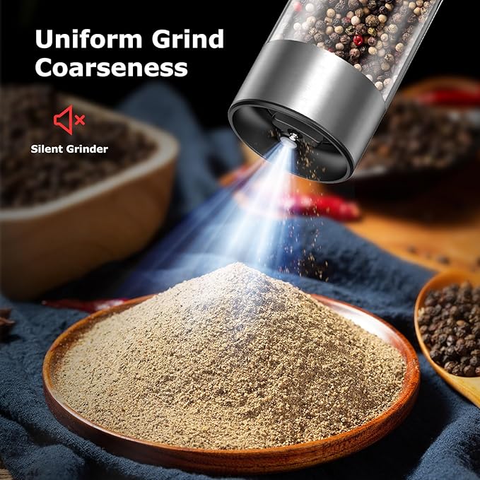 Bonsenkitchen Electric Salt and Pepper Grinder Set Rechargeable, 95ml Large - Image 6