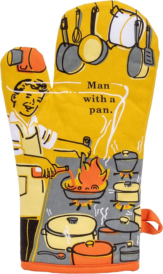 Blue Q Man With a Pan Funny Oven Mitts by BlueQ