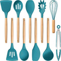 E-far Blue Silicone Cooking Utensils Set, 10-Piece Kitchen Utensils Set by E-far