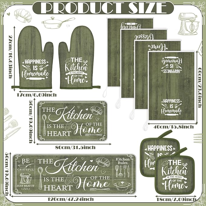 Fourluoo 10 Pcs Farmhouse Kitchen Decor and Accessories Set 4 Kitchen Towels 2 - Image 3