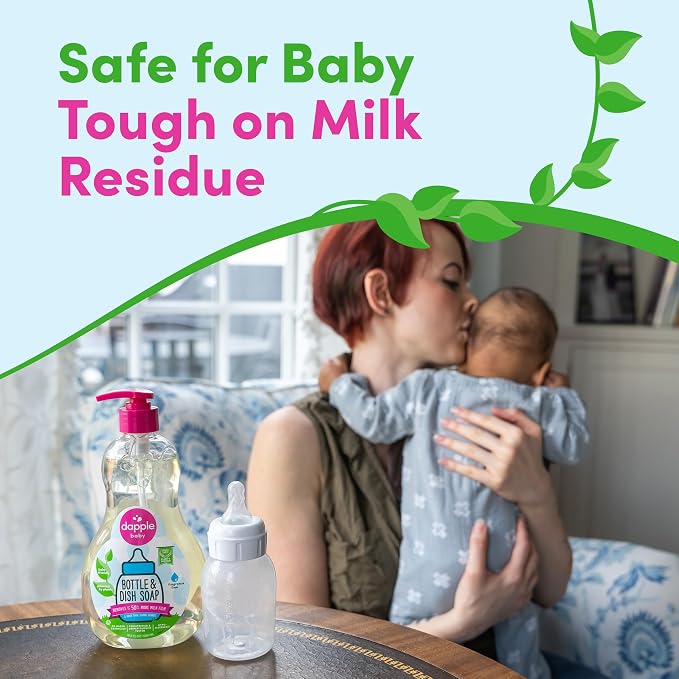 Dapple Baby Fragrance-Free Bottle & Dish Soap Refill Pouch - (2 Pack) 33.8 fl oz - Plant-Powered Cleaner for Baby Bottles, Pump Parts, and Sippy Cups