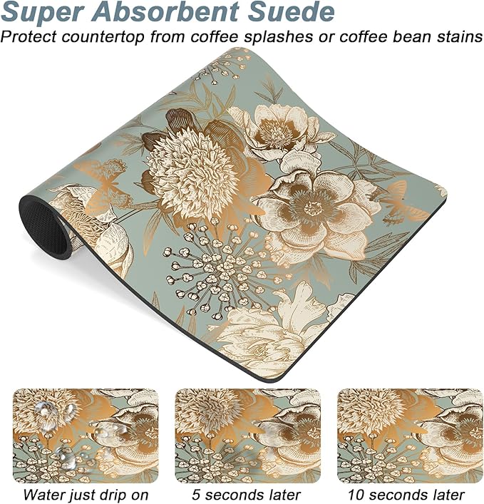 Rnivvi Coffee Mat, Hide Stain Rubber Backed Absorbent Dish Drying Pad - Image 3