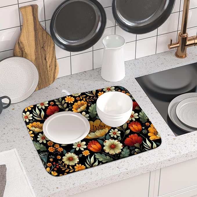 Vintage Boho Floral Dish Drying Mat - Image 6