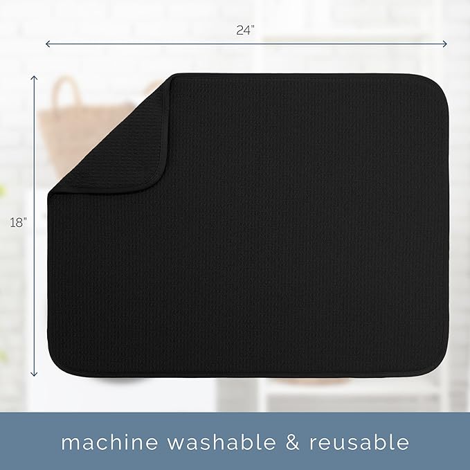 S&T INC. Dish Drying Mat XL 2 Pack, 18” x 24”, Absorbent Microfiber Kitchen - Image 6