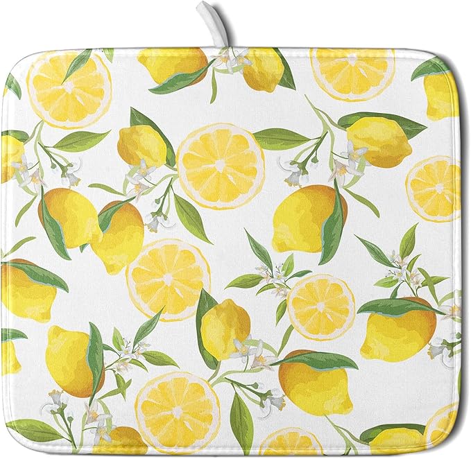 Lemon Dish Drying Mat for Kitchen Counter Spring Summer Microfiber Absorbent by Unknown