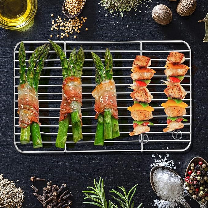 E-far Baking Cooling Rack Set of 2, Stainless Steel Metal Roasting Cooking Racks - Image 6