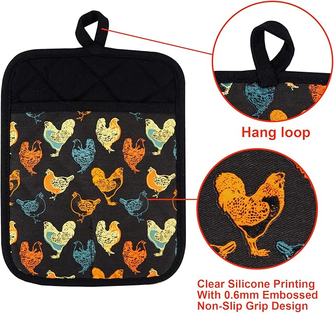 Pot Holders Set of 2 Heat Resistant 480 ℉Non Slip Clear Silicone Printed - Image 3