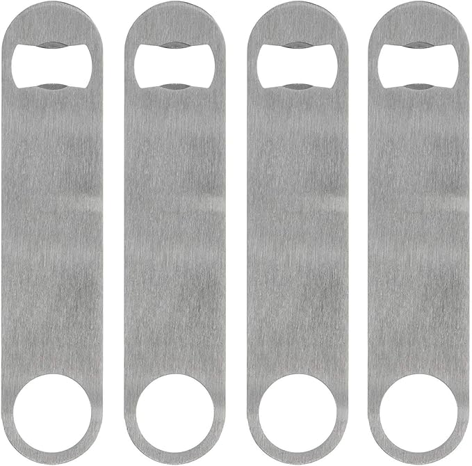 KISEER Heavy Duty Stainless Steel Flat Bottle Opener, 4 Pack Beer Bottle Opener by KISEER