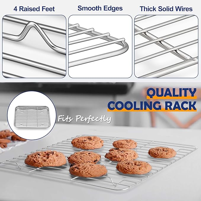 9 Inch Baking Sheet Pan with Rack Set, Joyfair Stainless Steel Toaster Oven - Image 4