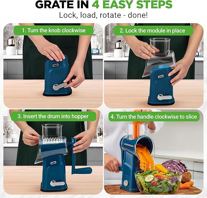 NutriChef 5 in 1 Cheese Grater & Shredder | 5 Different Blades - Image 2