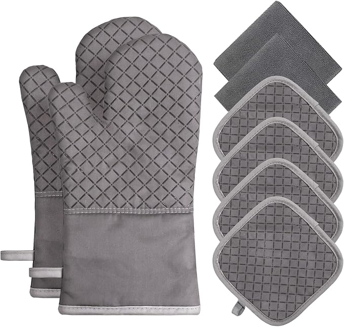 Oven Mitts and Pot Holders 8pcs Set, Cotton Oven Glove by Owfeel