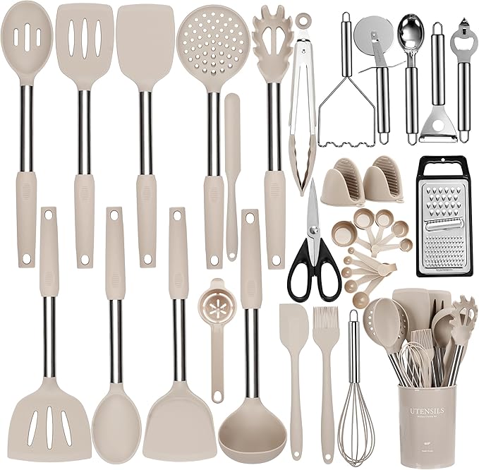 Silicone Cooking Utensils Set, NCUE 35 Pcs Kitchen Utensils Set by NCUE