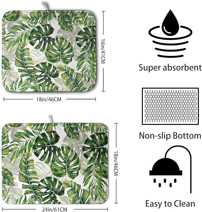 Tropical Palm Leaves Dish Drying Mat - Image 2
