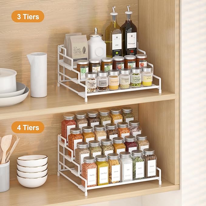 RUILALIFE 4-Tier-Spice-Rack-Organizer-for-Cabinet, Adjustable Depth Spice - Image 2