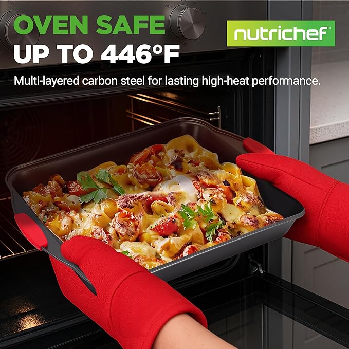 NutriChef Non-Stick Kitchen Oven Baking Pans-Deluxe & Stylish Nonstick Gray - Image 2
