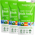 Truly Free Non Toxic Dish Soap | Natural Concentrated Dishwashing Liquid - Sweet Basil Scent | Non Toxic Organic Plant-Based Dish Soap | Family Safe - Eco-Friendly Formula | 16 fl oz