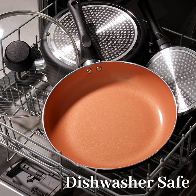 BECIGAR 8pcs Gold Ceramic Pots and Pans Set, Cooking Pan Set, Cooking Pot Set - Image 7