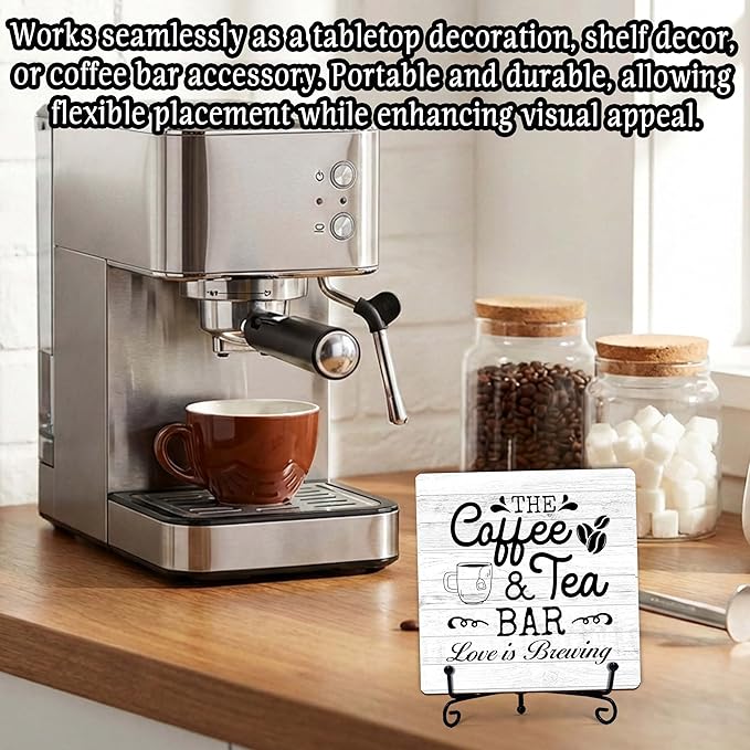 Coffee Bar Sign, Love is Brewing Farmhouse Tabletop Decor, Coffee and Tea Lover - Image 4
