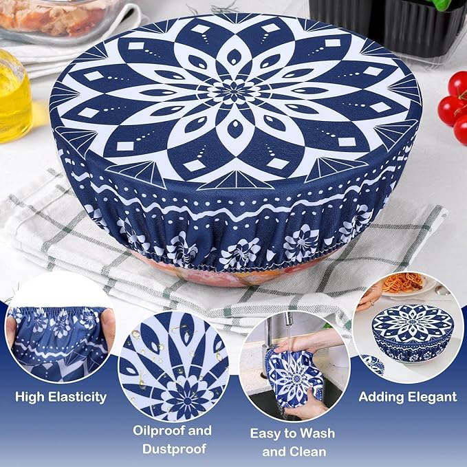 5 Pieces Bowl Covers Reusable, 5 Size Elastic Cloth Bowl Covers - Image 4