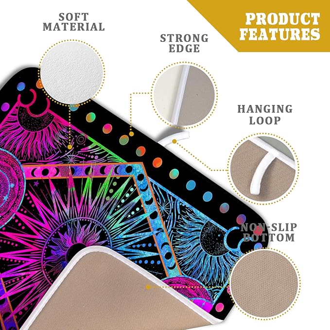Purple Absorbent Dish Drying Mat Sun and Moon Microfiber Drying Pad - Image 4