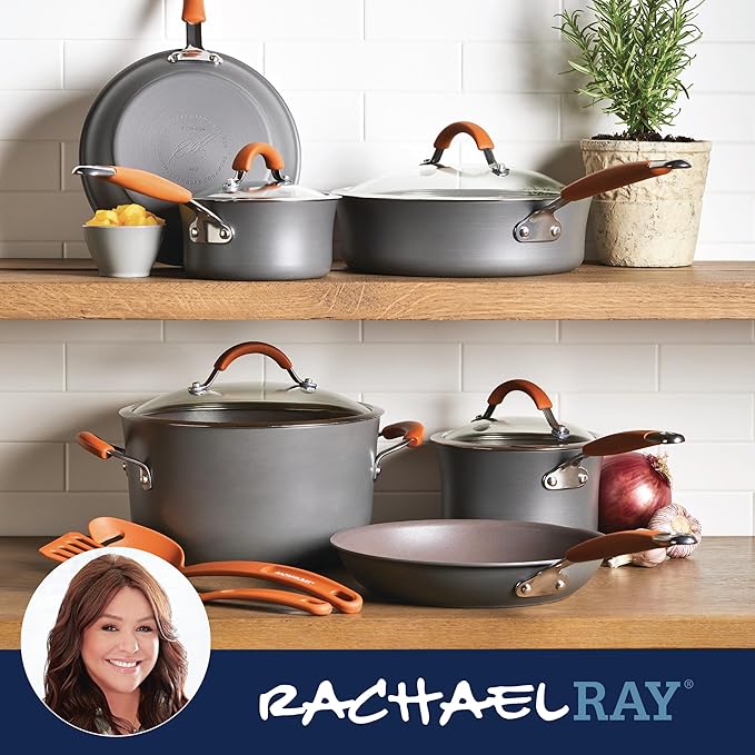 Rachael Ray Cucina Dishwasher Safe Hard Anodized Nonstick Cookware Pots and - Image 7