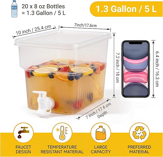 BEWBBAT 4 Pack 1.3 Gallon Drink Dispenser - Image 2