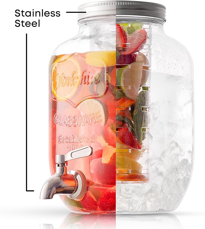 1-Gallon Drink Dispenser. Glass Beverage Dispenser - Image 7