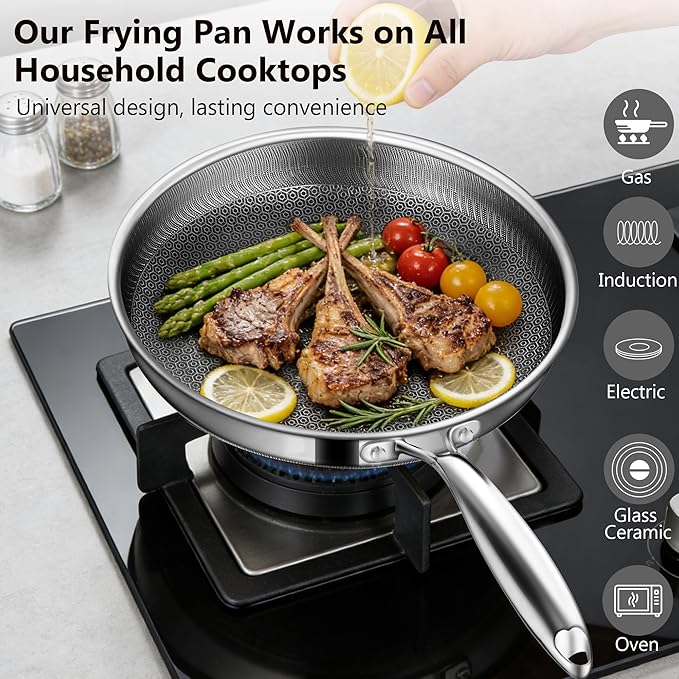 Non Stick Frying Pans, 8-inch Hybrid Frying Pans Nonstick Stainless Steel - Image 2