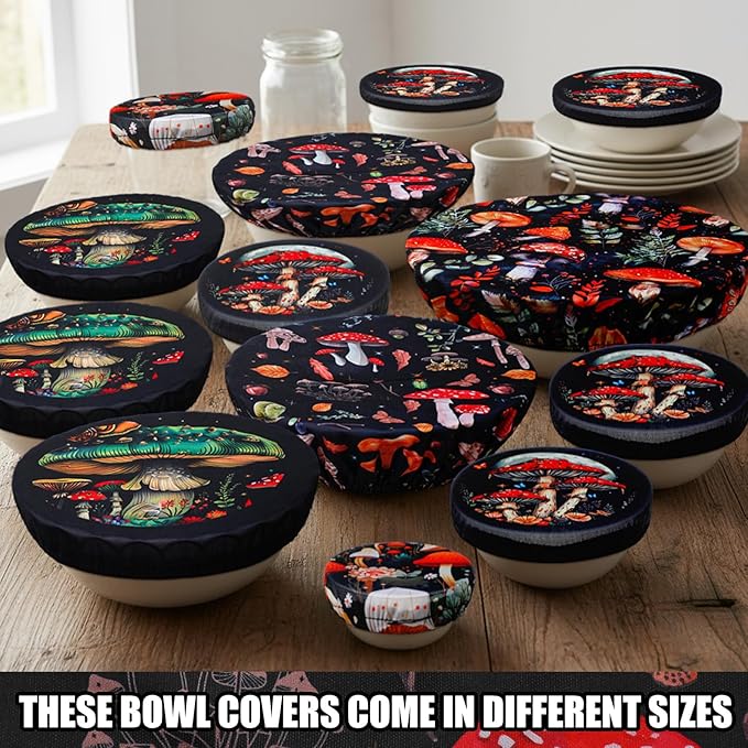 Patelai 10 Pcs Bowl Covers Reusable in 5 Size Stretch Cloth Fabric Elastic Food - Image 6