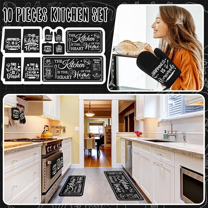 Fourluoo 10 Pcs Farmhouse Kitchen Decor and Accessories Set 4 Kitchen Towels 2 - Image 2