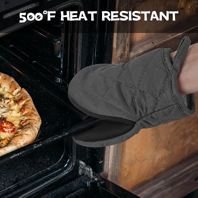 Oven Mitts and Pot Holders Set, Heat Resistant Silicone Kitchen Mini Oven - Image 5