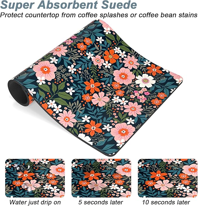 Rnivvi Coffee Mat, Hide Stain Rubber Backed Absorbent Dish Drying Pad - Image 3