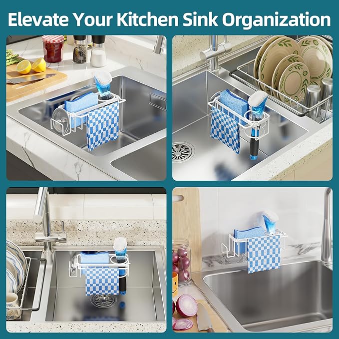 TAILI 4-in-1 Sink Caddy with Strong Suction Cup, Sponge Holder - Image 7