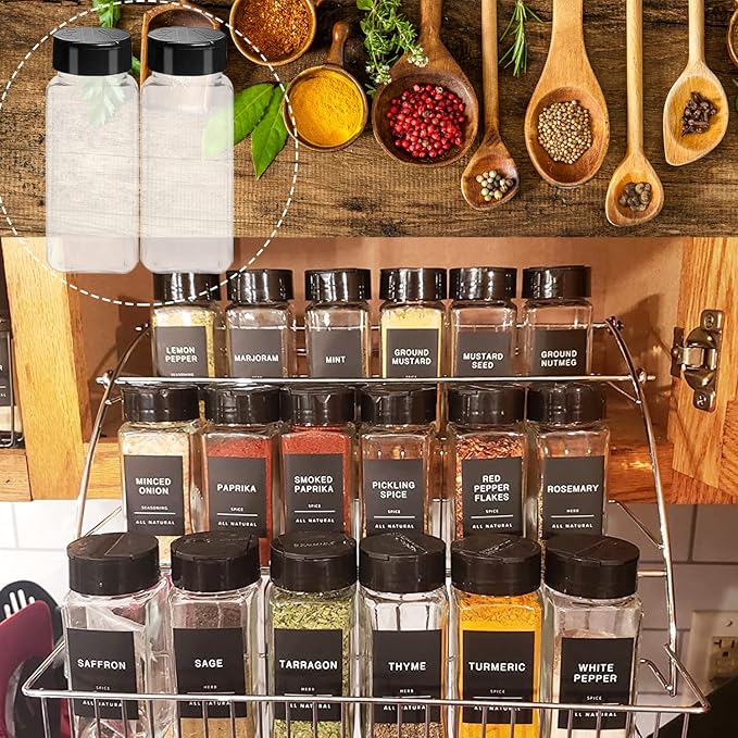 Tiaiidi 24 Pack 3.5 oz Square Plastic Spice Jars, Seasoning Containers - Image 4
