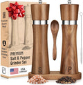 Salt and Pepper Acacia Wood Grinder Set - 60 g / 2 oz each - Tall Modern Mill by PJCKitchen