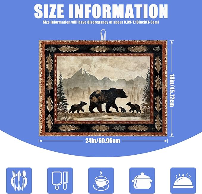 Rustic Bear Dish Drying Mat for Kitchen Counter Wild Animals Drying Pad - Image 2